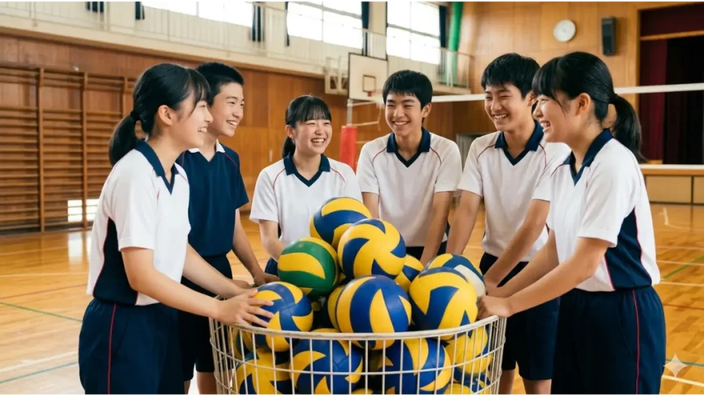  楽しい練習メニューで笑顔が溢れる中学生バレーボールチーム