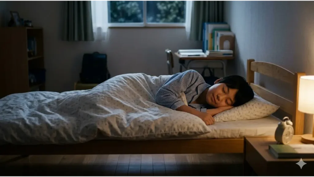 成長ホルモン分泌を促すために深く眠る日本人の中学生男子