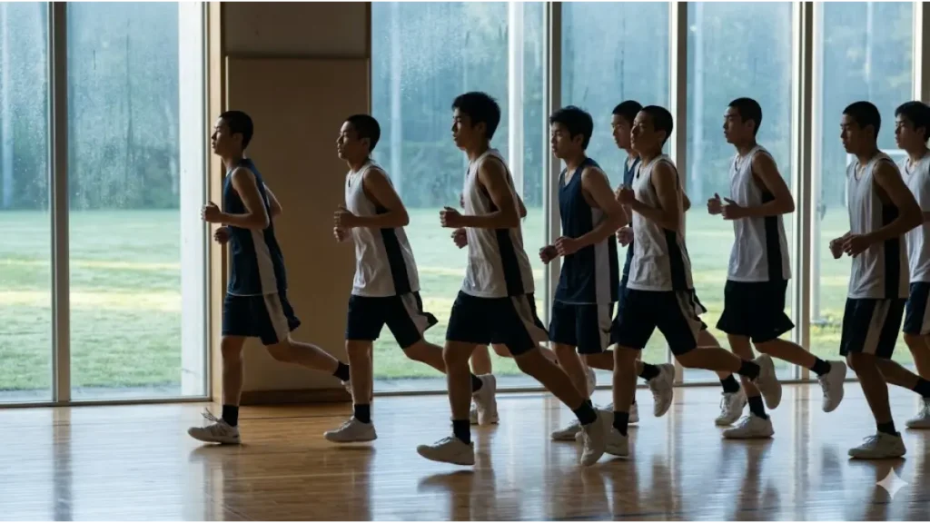 強豪校のバスケ部員の練習風景
