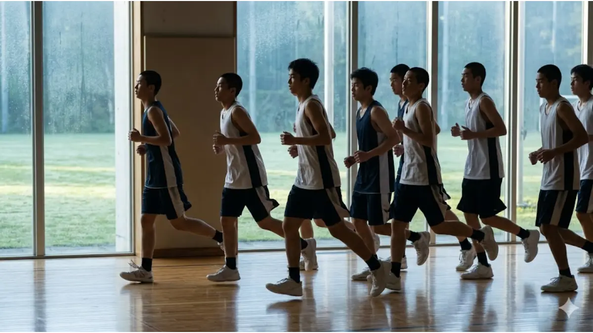 強豪校のバスケ部員の練習風景