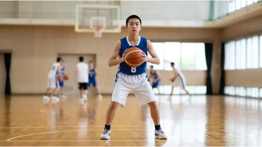 バスケの練習で日本人の男子中学生選手が体幹を鍛えぶれない軸を作り自信を持つ姿