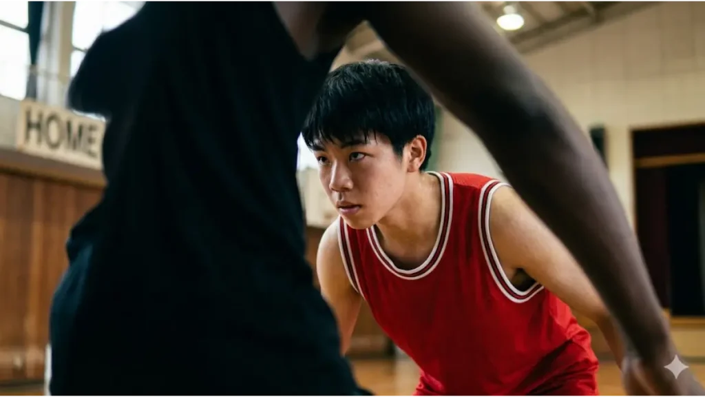 バスケ部のドリブル練習で低重心を保つための正しいパワーポジション 、日本人選手