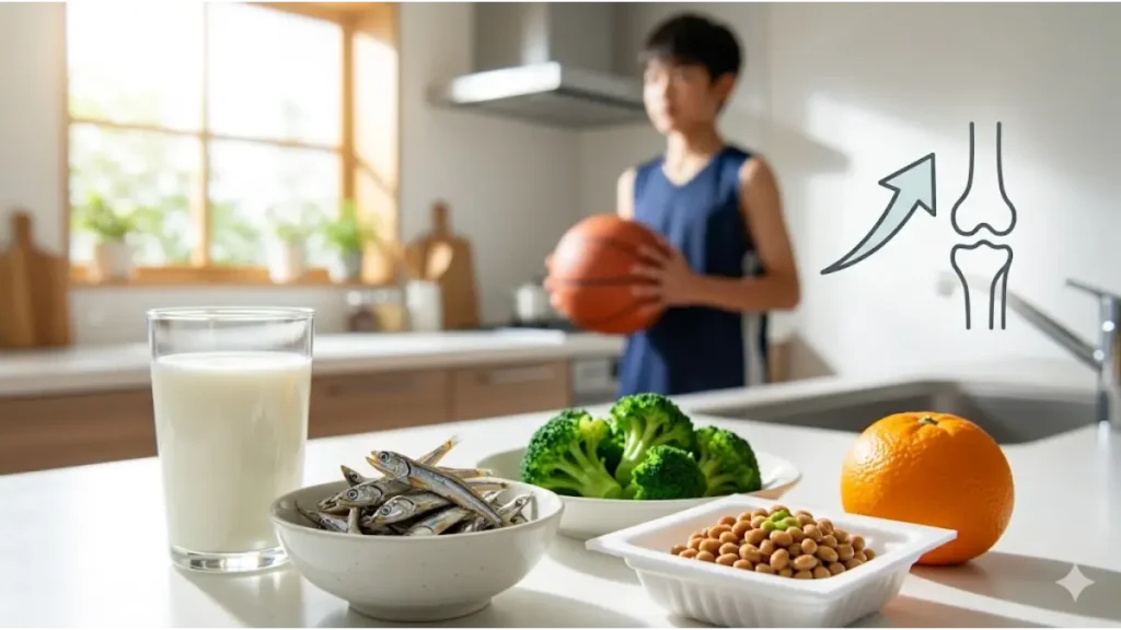 身長を伸ばしバスケのリリースポイントを上げる栄養戦略。カルシウムや成長成分