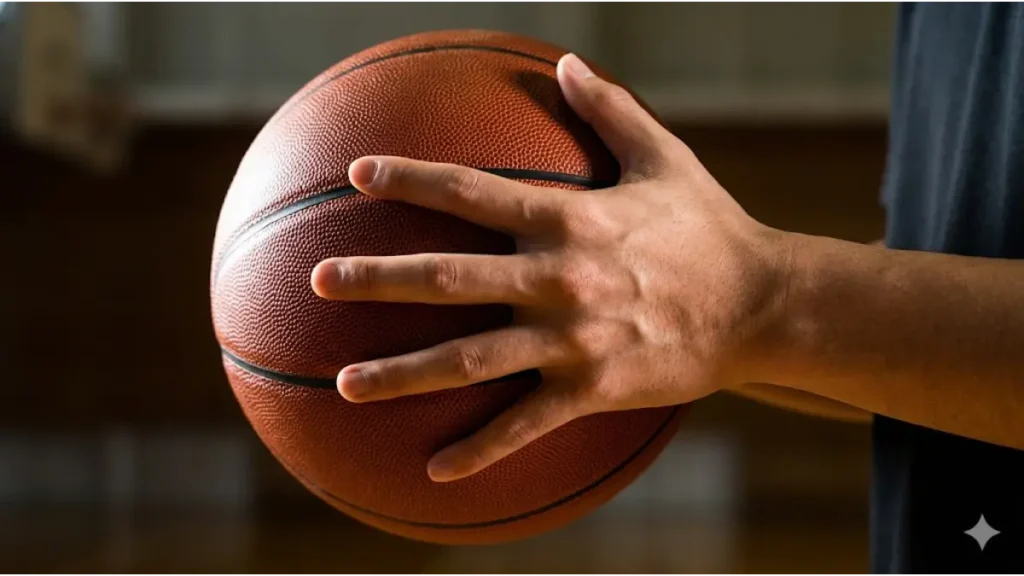 バスケのシュートフォーム。ボールと手のひらの間のエアポケットの隙間