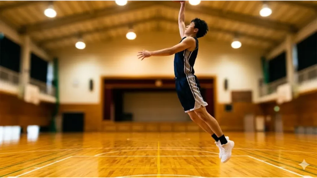 健康な骨端線を示す、日本人男子学生の脚の骨格のクローズアップ図解