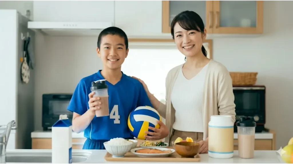 プロテインで身長が止まる嘘を科学的に解説する成長期の栄養戦略と親子のイメージ